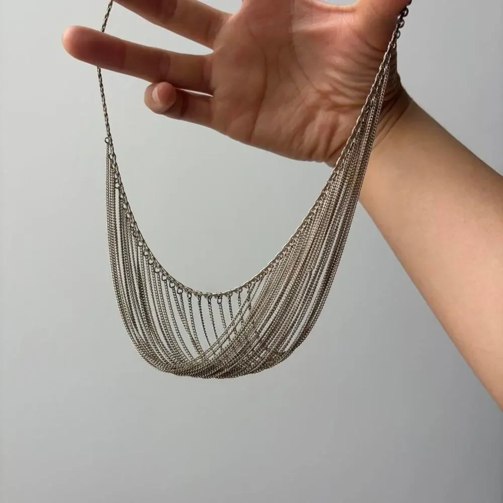 Vintage Silver chain necklace with multiple strands